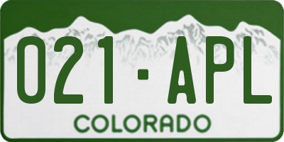 CO license plate 021APL