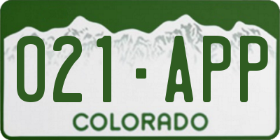 CO license plate 021APP