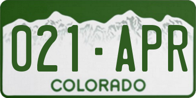 CO license plate 021APR