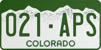 CO license plate 021APS