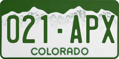 CO license plate 021APX