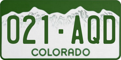 CO license plate 021AQD