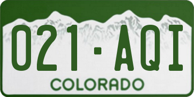 CO license plate 021AQI