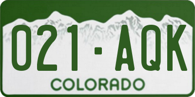 CO license plate 021AQK