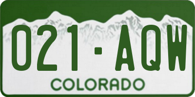 CO license plate 021AQW