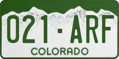 CO license plate 021ARF