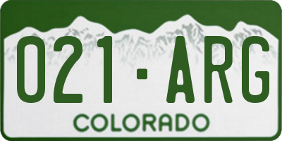 CO license plate 021ARG