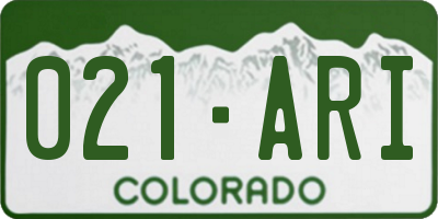CO license plate 021ARI