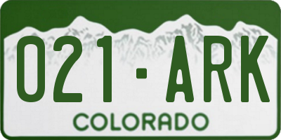 CO license plate 021ARK
