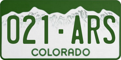 CO license plate 021ARS