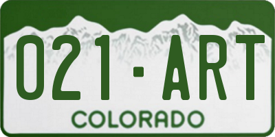 CO license plate 021ART