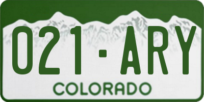 CO license plate 021ARY