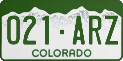 CO license plate 021ARZ