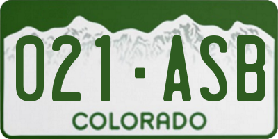 CO license plate 021ASB