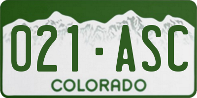 CO license plate 021ASC