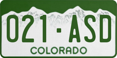 CO license plate 021ASD