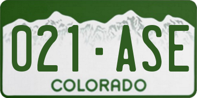 CO license plate 021ASE