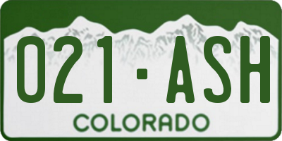 CO license plate 021ASH
