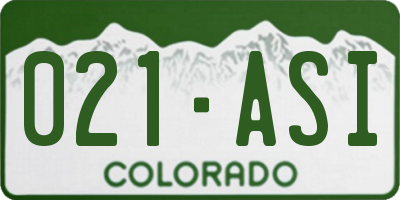 CO license plate 021ASI