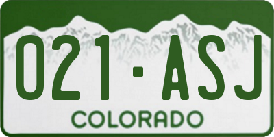 CO license plate 021ASJ