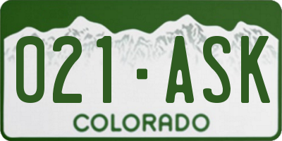 CO license plate 021ASK