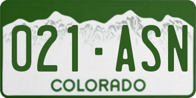 CO license plate 021ASN