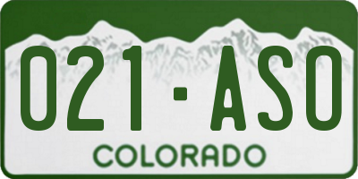 CO license plate 021ASO