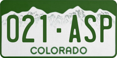 CO license plate 021ASP