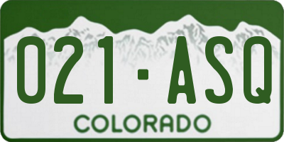 CO license plate 021ASQ