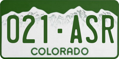 CO license plate 021ASR
