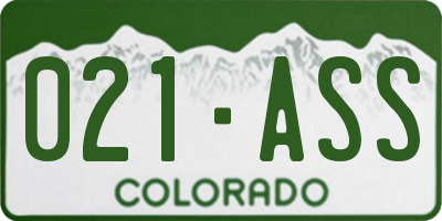 CO license plate 021ASS