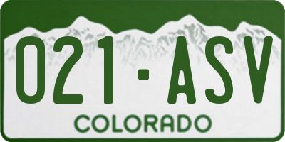 CO license plate 021ASV