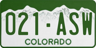 CO license plate 021ASW