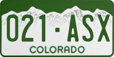 CO license plate 021ASX