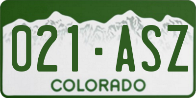 CO license plate 021ASZ
