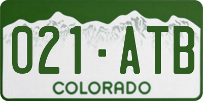 CO license plate 021ATB