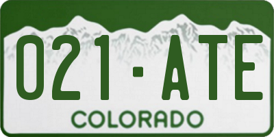 CO license plate 021ATE