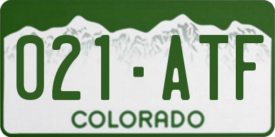 CO license plate 021ATF