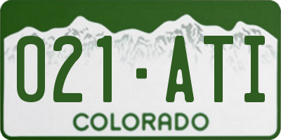 CO license plate 021ATI