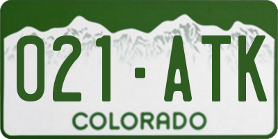 CO license plate 021ATK