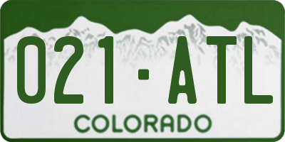 CO license plate 021ATL