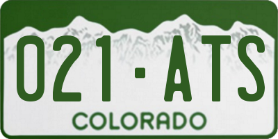 CO license plate 021ATS