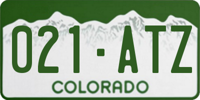 CO license plate 021ATZ