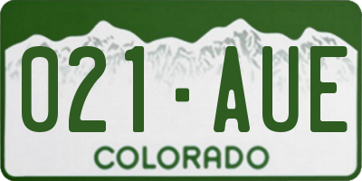 CO license plate 021AUE