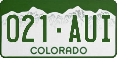 CO license plate 021AUI