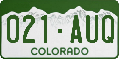 CO license plate 021AUQ