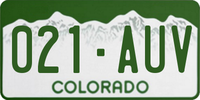 CO license plate 021AUV