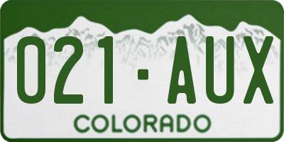 CO license plate 021AUX