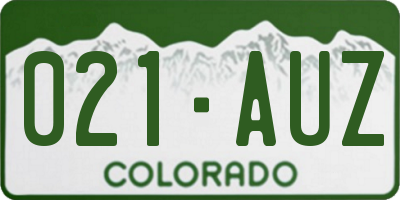 CO license plate 021AUZ