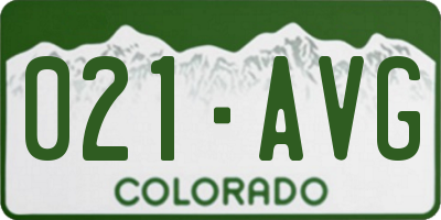 CO license plate 021AVG